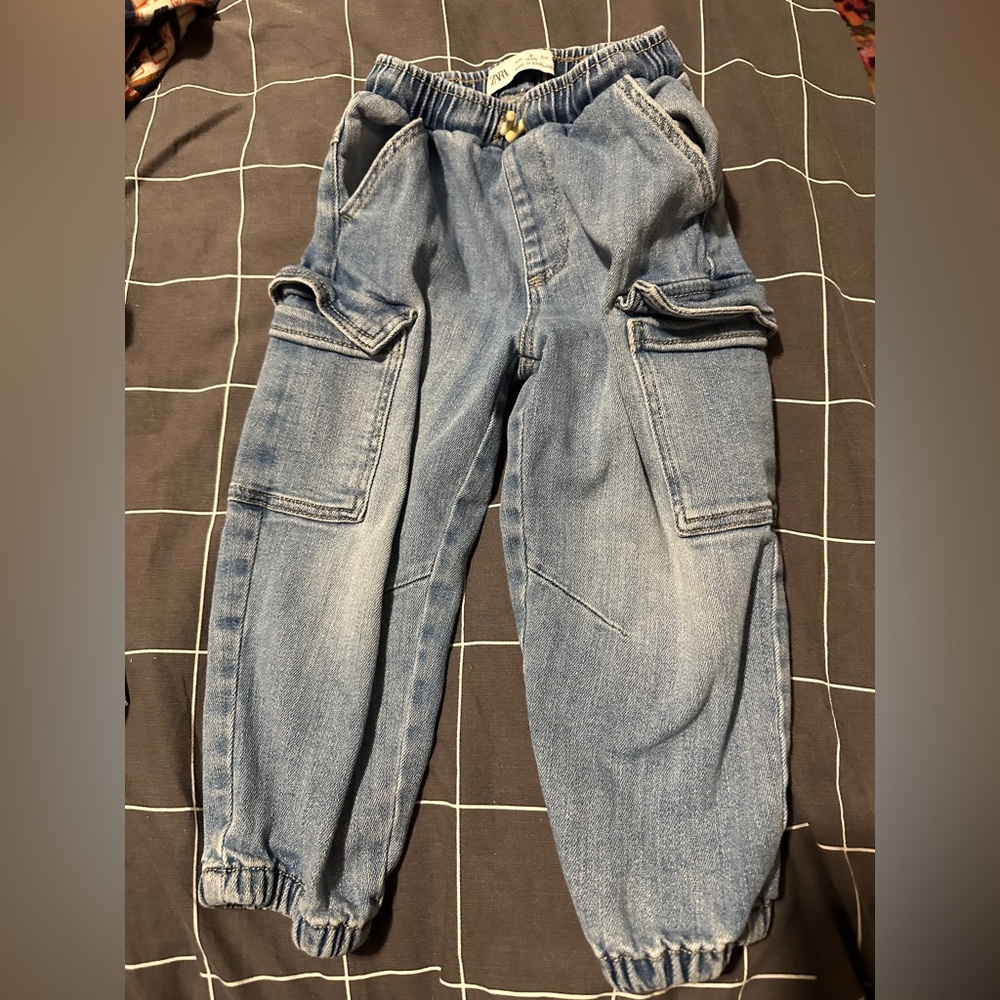Zara Blue Denim Cargo Joggers / Jeans for Kids